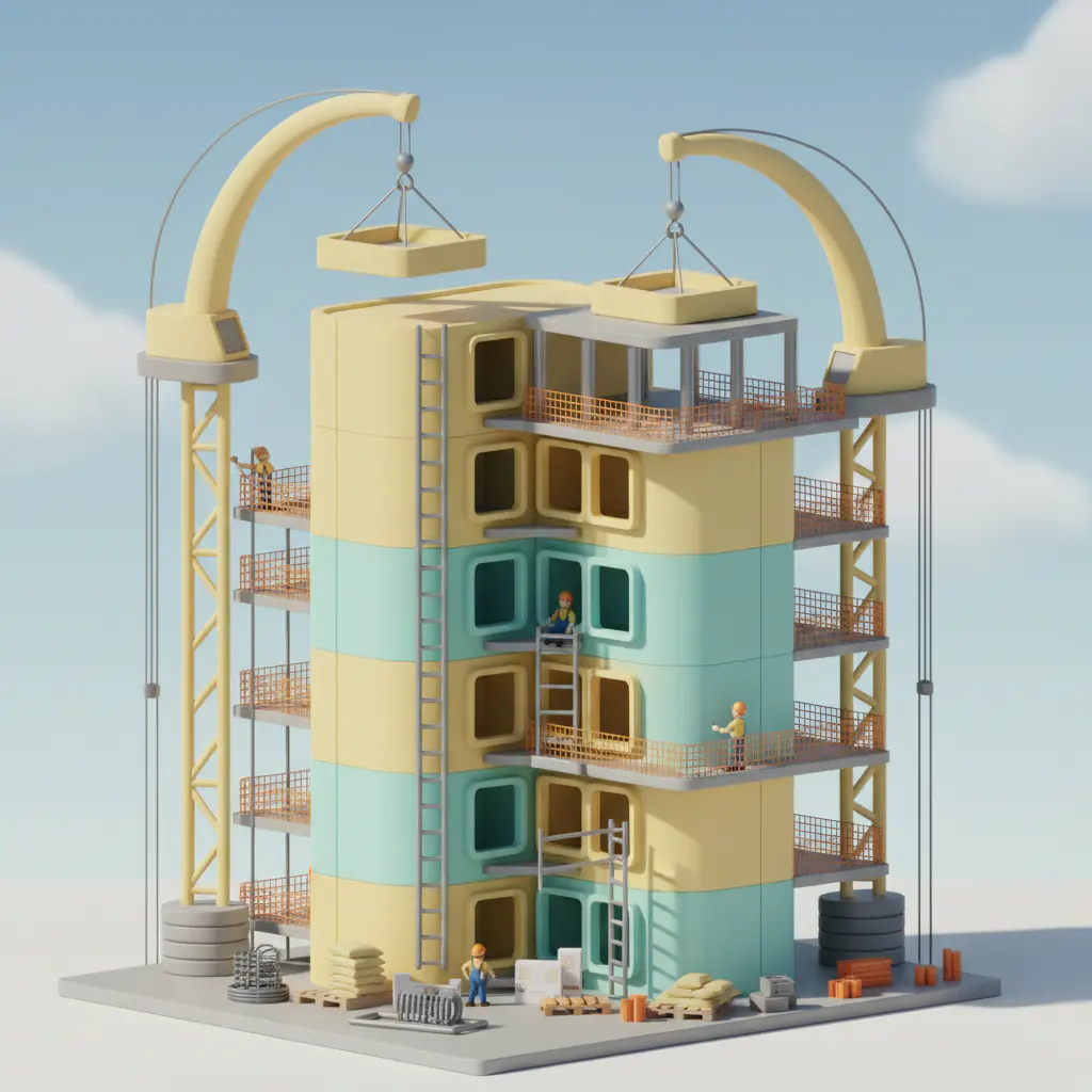 Ilustração 3D de obra vertical